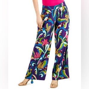 INC International Concepts High-Rise Wide-Leg Multicolor Printed Pants, Sz 12.